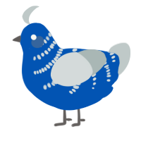 A ultramarine and silver chicken with a half-bar pattern