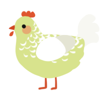 A lemon and white chicken with a half-lace pattern