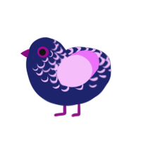 Crisp Grape, a navy and lavender chicken with a half-lace pattern