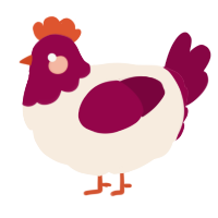 A cream and maroon chicken with a head pattern