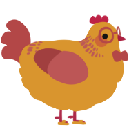 A orange and red chicken with a neck-band pattern
