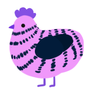 A lavender and tumblr chicken with a bar pattern