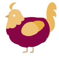 A maroon and honey chicken with a head pattern