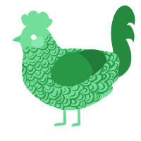 A spring and viridian chicken with a double-lace pattern