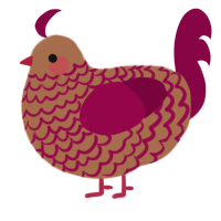 A brown and maroon chicken with a lace pattern