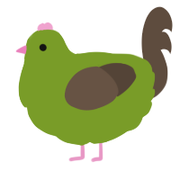 A chartreuse and bark chicken