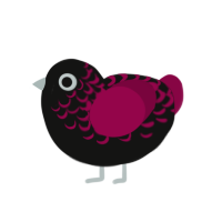 Baccará, a black and maroon chicken with a half-lace pattern