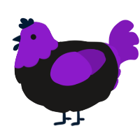 A sable and violet chicken with a head pattern