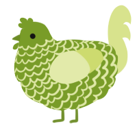 A chartreuse and lemon chicken with a lace pattern