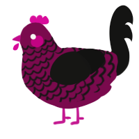 A wine and black chicken with a lace pattern
