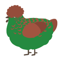 A viridian and russet chicken with a half-lace pattern