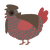 A grey and red chicken with a lace pattern