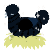 A cream chicken with a bar pattern