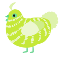 A lime and apple chicken with a bar pattern