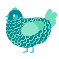 A teal and mint chicken with a lace pattern