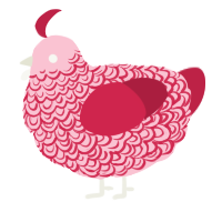 A rose and crimson chicken with a double-lace pattern