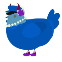 A ultramarine chicken with a head pattern