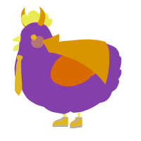 A chartreuse and sapphire chicken