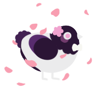 A black and gluppy chicken with a head pattern