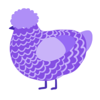 A blurple and lilac chicken with a lace pattern