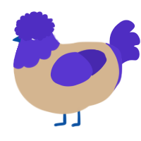 A beige and indigo chicken with a head pattern