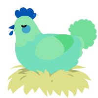 A mint and spring chicken with a head pattern