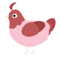 A rose and red chicken with a head pattern