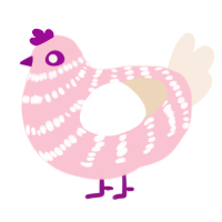 A rose and cream chicken with a bar pattern