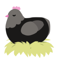 A sable and grey chicken with a head pattern