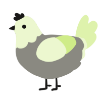 A ash and apple chicken with a head pattern