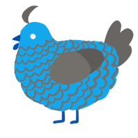A sky and grey chicken with a lace pattern