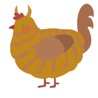 A ochre and brown chicken with a bar pattern