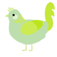 A gluppy and lime chicken with a neck-speckle pattern