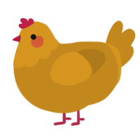 A ochre chicken with a head pattern