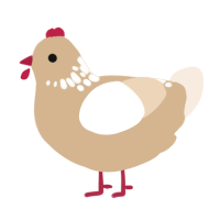 A beige and cream chicken with a neck-speckle pattern