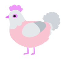 A rose and mist chicken with a head pattern