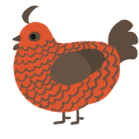 A vermilion and bark chicken with a lace pattern