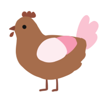 Macaron, a brown and rose chicken