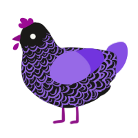 A sable and blurple chicken with a double-lace pattern