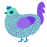 A mint and blurple chicken with a lace pattern