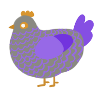 Ourple, a ash and blurple chicken with a lace pattern