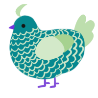 A teal and gluppy chicken with a lace pattern