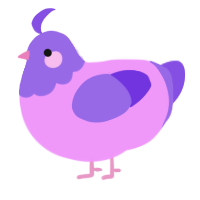 A lavender and blurple chicken with a head pattern
