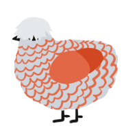 A mist and vermilion chicken with a lace pattern