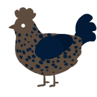 A bark and tumblr chicken with a speckle pattern