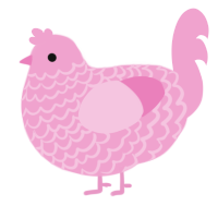 A pink chicken with a lace pattern