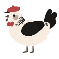 A cream and sable chicken with a neck-band pattern