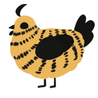 A honey and black chicken with a bar pattern