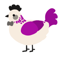 A cream and plum chicken with a neck-speckle pattern