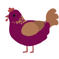 A wine and brown chicken with a neck-speckle pattern